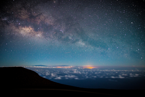 Haleakala National Park: View of the milk way from the Haleakala observatory. Hawaii travel. Things to do in Maui. Things to do in Hawaii.