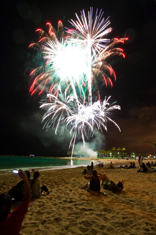 Hilton fireworks in Waikiki.