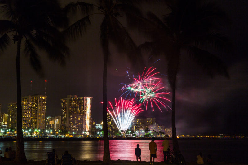 Hilton fireworks in Waikiki.