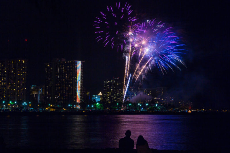 Hilton fireworks in Waikiki.