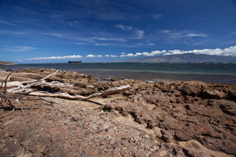 Liberty ship on Shipwreck beach in Lanai.