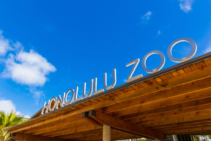 The Honolulu Zoo entrance.