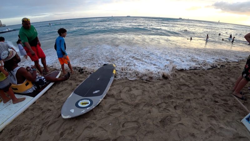 Kahanamoku Beach in Waikiki for the Duke Kahanamoku surfing contest.