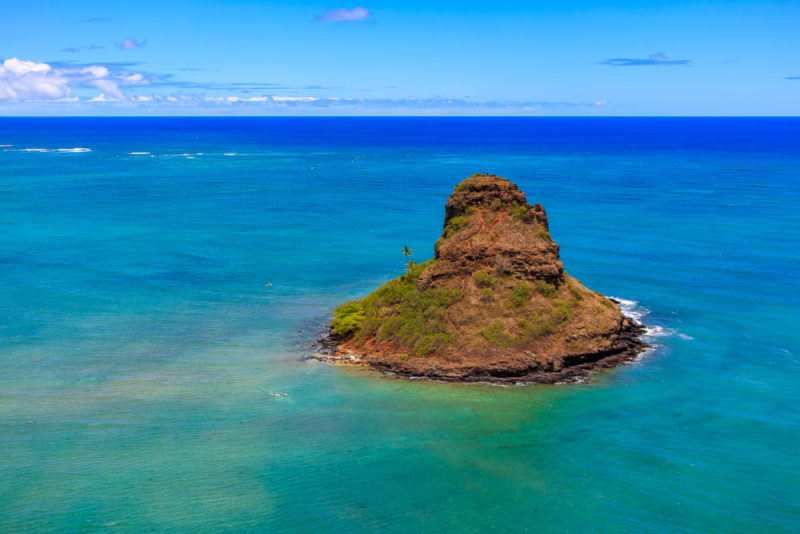 Chinaman's Hat on an Oahu helicopter tour.