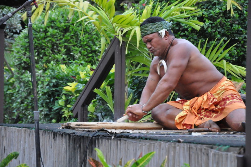 Polynesian Cultural Center making fire demonstration.