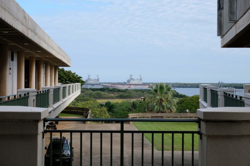 The Best Lookout For Pearl Harbor Ships Is At Leeward Community College - Pearl Harbor ships can be seen from almost everywhere on campus.