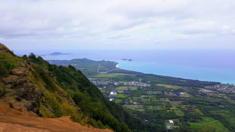 The Mokulua islands (mokes) can be seen off the distance from the top of Kuliouou ridge trail.