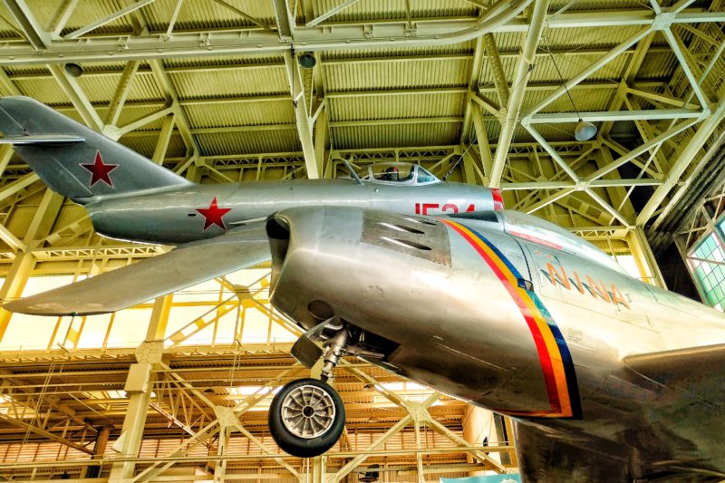 Pacific Aviation Museum's Russian-made Mig-15 and F-86 Sabre. Huge rivals!
