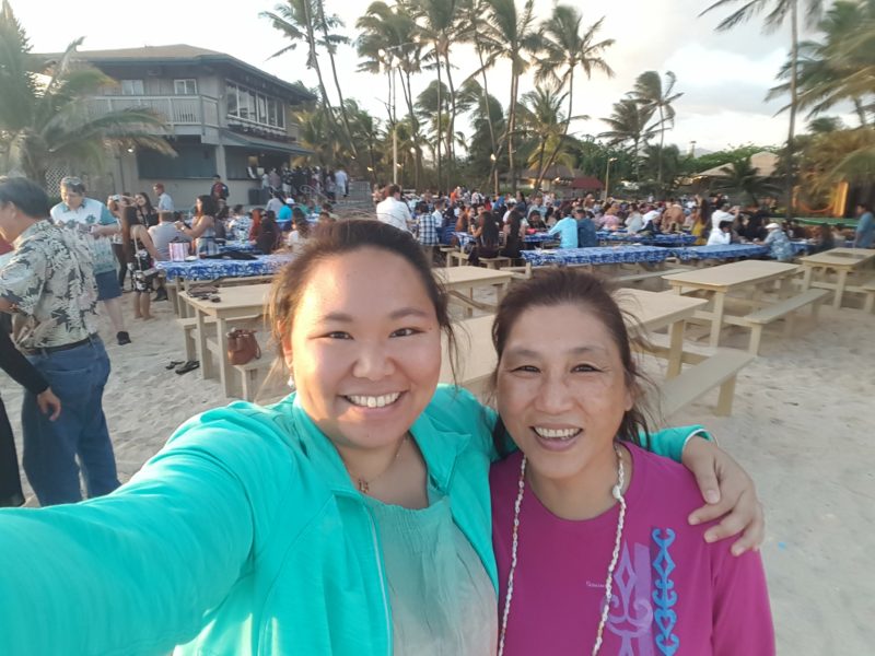 Me and Mom at Germaine's luau on the sandy beach!