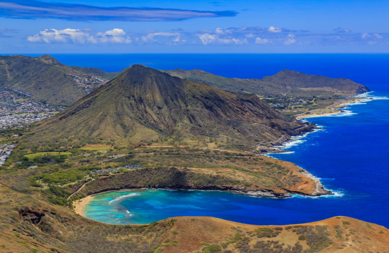 Hot and dry Koko Head from the sky.