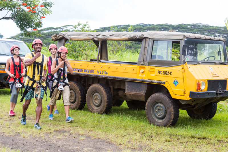 Getting ready to zipline.