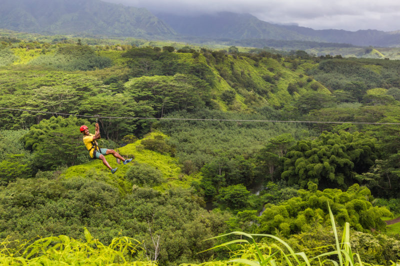 Look at that view while ziplining in Hawaii.
