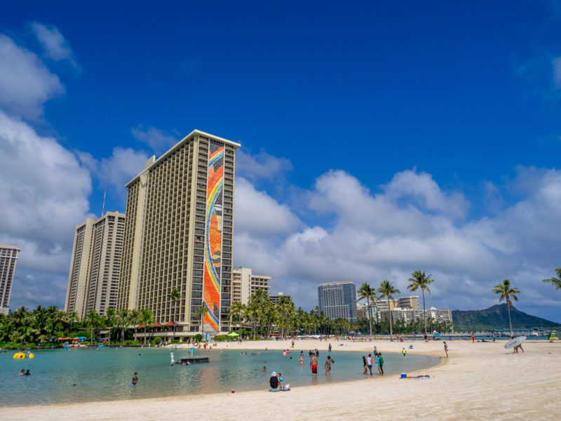 Relax at the manmade lagoon behind the Hilton Hawaiian Village | Jeff Whyte / Shutterstock.com