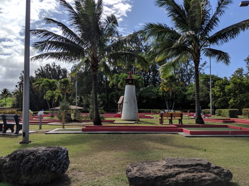 Miniature golf at Bellows beach.