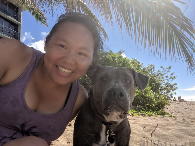 Amy and Daisy at Aweoweo Beach.