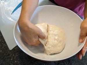 Cut dough in half and work with one section at a time to avoid the dough from drying out.
