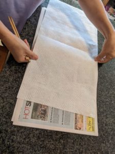 Set up some paper towels on newspaper for later.