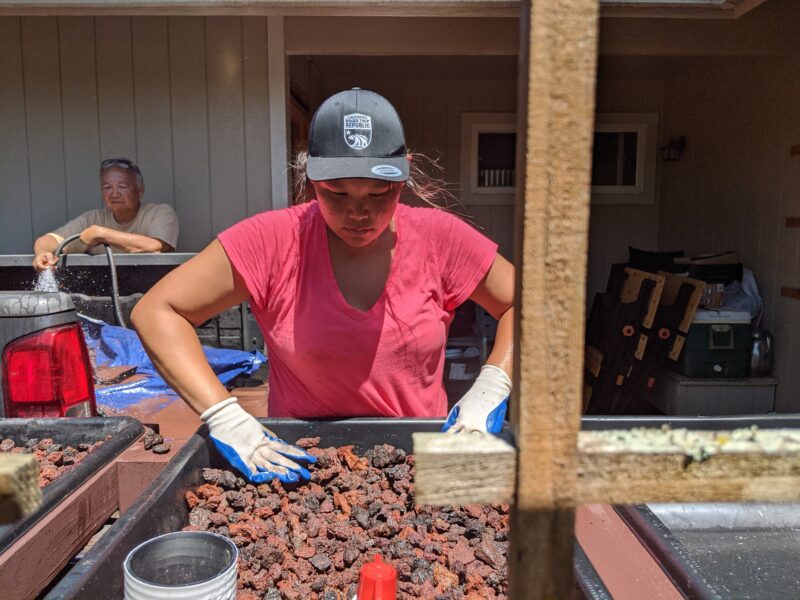 Making sure all 6 grow beds have an equal amount of lava rock.