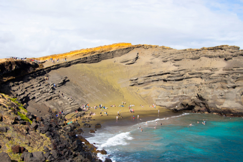 Hiking to Papakolea Beach (Green Sand Beach) on the Big Island.