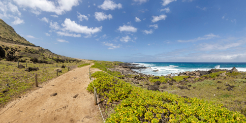 Nearing the bird sanctuary at Kaena Point from the Mokuleia trail head.