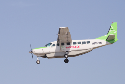 The Mokulele Airlines' airplanes are on the smaller side and the pilot will choose where you sit. Editorial credit: Angel DiBilio / Shutterstock.com