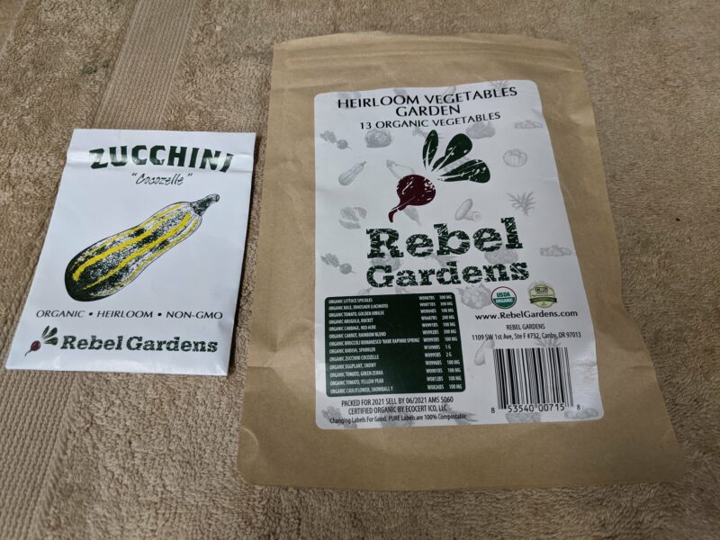 Cocozelle zucchini seeds from Rebel Gardens.