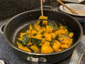 Do a chopstick test to see if the kabocha is fully cooked.