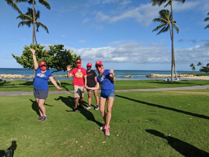 Pre-walk pose with a few of the Kapolei Rotary and End Polio Now members at Ko Olina Lagoon 4.