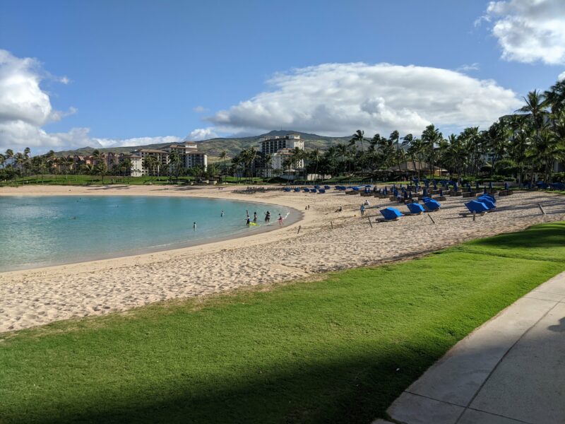 Chairs and umbrellas available for rent on the beach (managed by the resort staff).