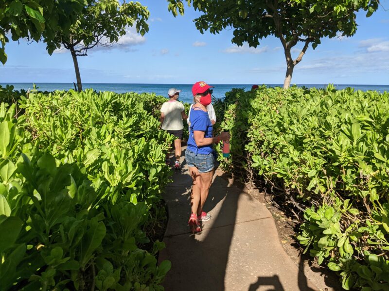 Most of the pathways are wide, but towards the very end the path narrows. You've still got a spectacular view though and you're even closer to the beach here.