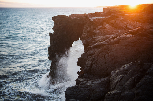 The Holei Sea Arch is the last stop at the of Chain of Craters road.