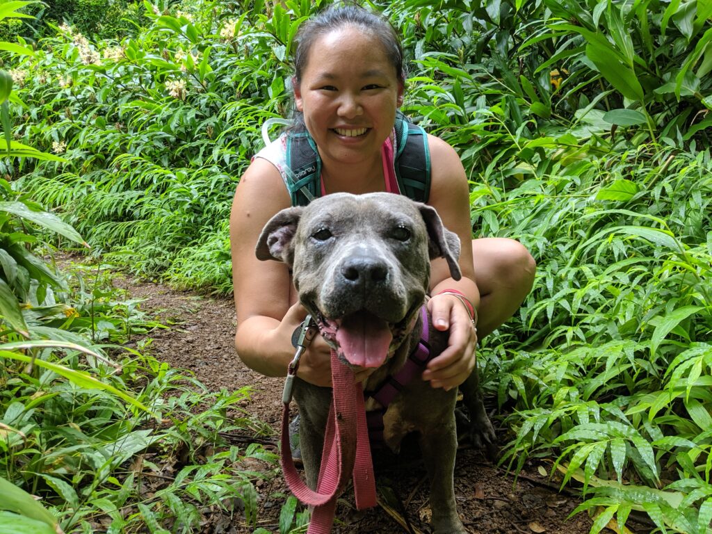 Amy and Daisy hiking.