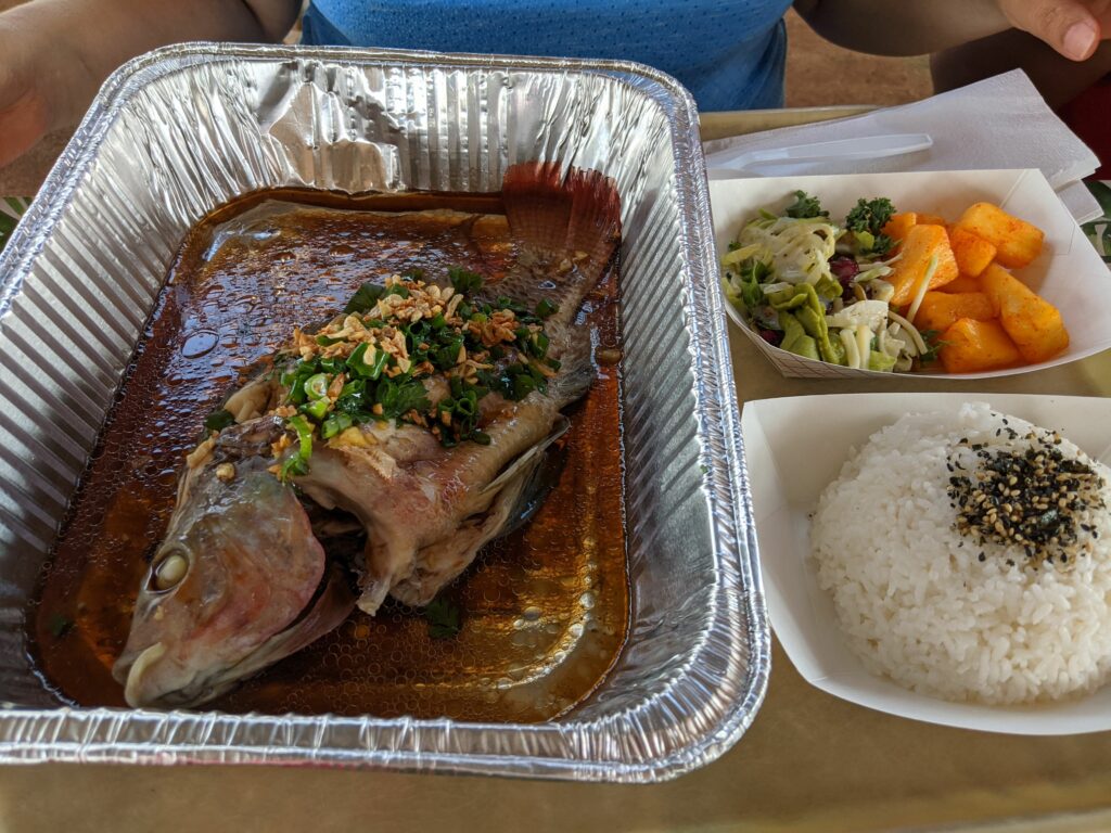 Steamed tilapia for lunch.