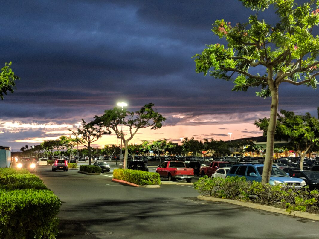 The sunset on a rainy day in Kapolei.