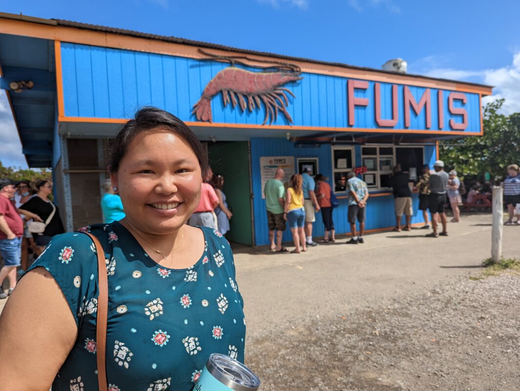 Amy standing in front of Fumi's.