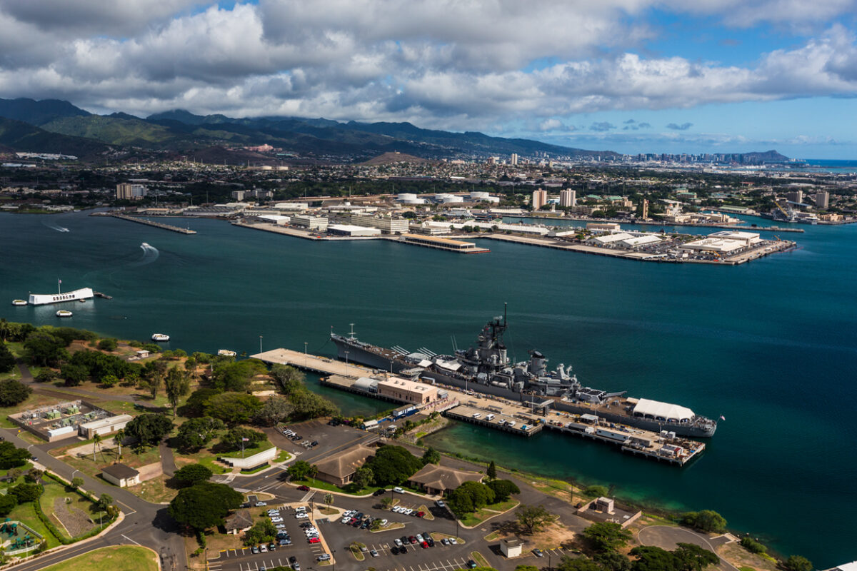 Aerial view of Pearl Harbor.