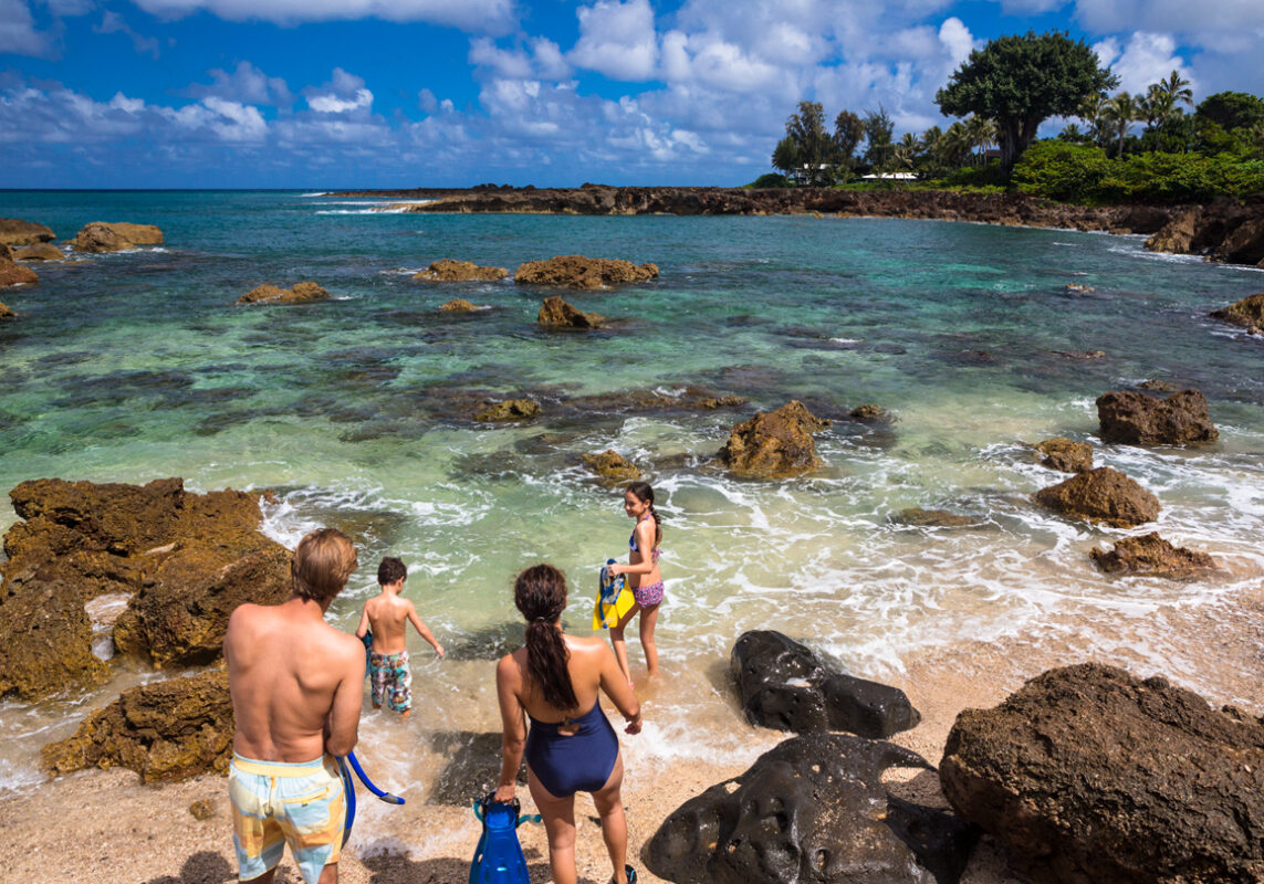 Family at a beach.